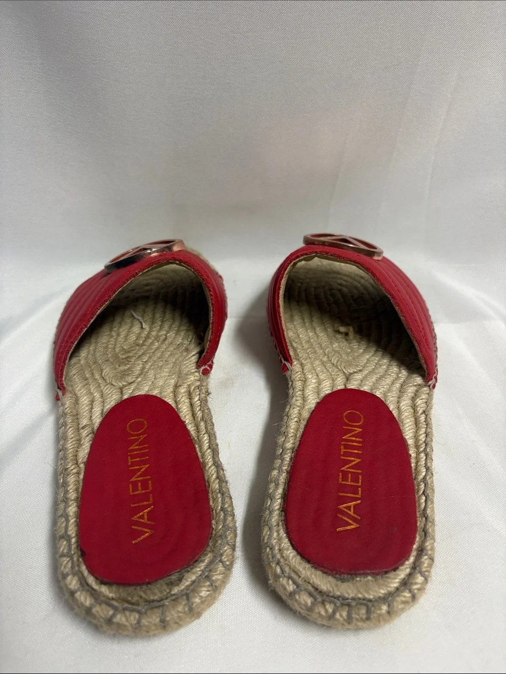 Valentino Clavel Espadrille Slide Sandals Red Size 37 EU 7 US